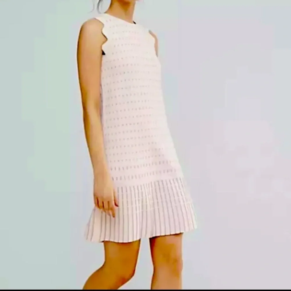 TED BAKER- Pink Metallic Gold RELIOA Jacquard Knit Drop Waist Dress - Picture 1 of 6